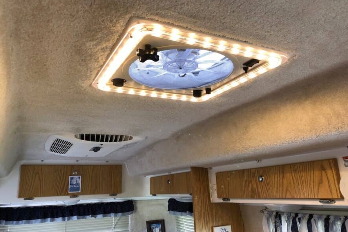 LED Chandelier for roof vent — project photograph from The Handy Camper
